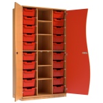 Wellentürenschrank, 190 cm hoch, 105x50 cm (B/T), Tür rechts rot, 